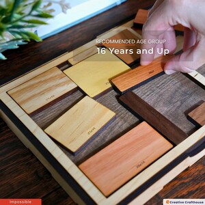 Impossible Wood Puzzle for Adults | 12 Piece Brain Teaser Handmade in Florida | Extremely Hard | The Calibron 12 Puzzle | Games For Adults image 7