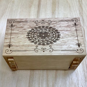 Secret Lock Box - Premium Model with Mandala Artwork - Wood Puzzle Box