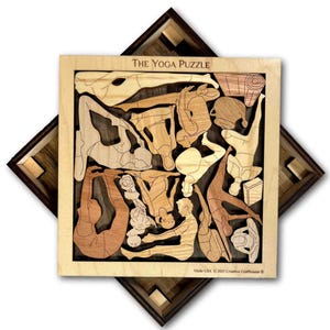Personalized Yoga Gift - The Yoga Puzzle - Add a Laser Engraved Name - 13 Piece Wooden Brain easer - Unique Gifts for Yoga Lovers