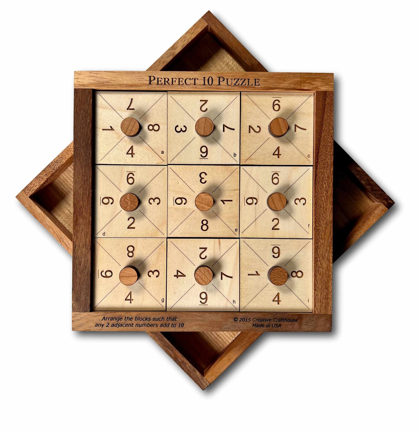 Perfect 10 Wood Brain Teaser Puzzle Get All Adjacent Numbers Etsy