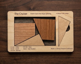 Il rompicapo in legno Cruiser, gioco di puzzle in legno da 4 pezzi, dai 10 anni in su, rompicapo logico, regalo per papà