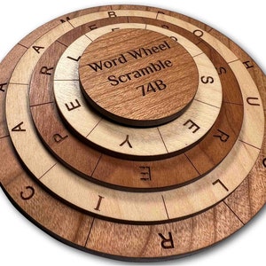 Word Wheel Scramble 74B - Wooden Puzzle Word Search Challenges