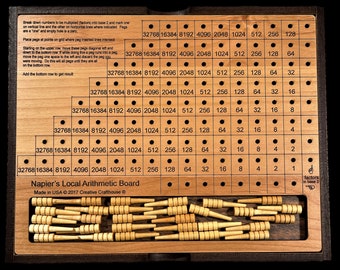 Napiers lokale Rechentafel, binäres Multiplikationswerkzeug aus Holz, Montessori Math Manipulativ, STEM-Lehrer und Homeschool-Geschenk