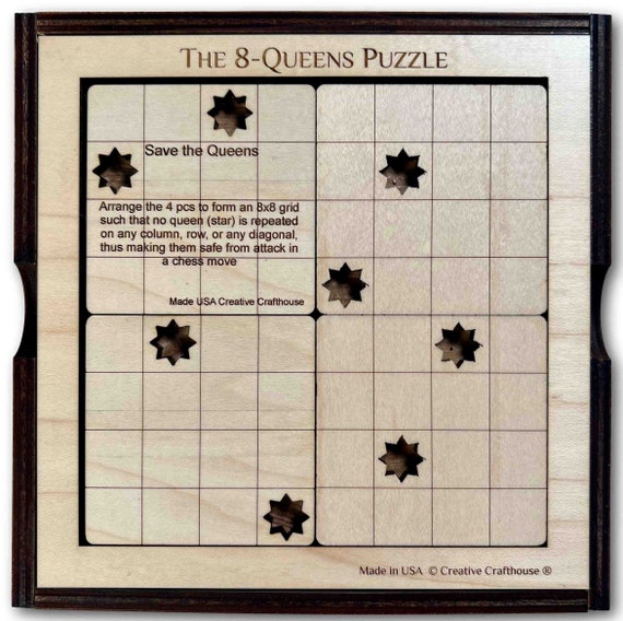 8 Queens Wood Puzzle Logic Puzzle Chess Puzzle - Etsy