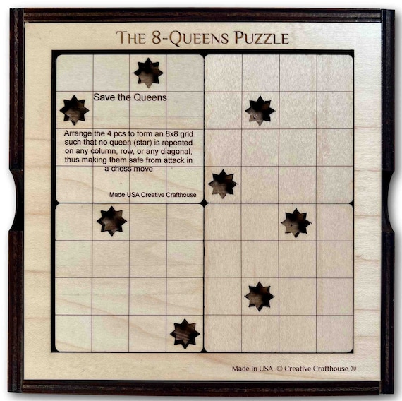 8 Queens Wood Puzzle Logic Puzzle Chess Puzzle - Etsy