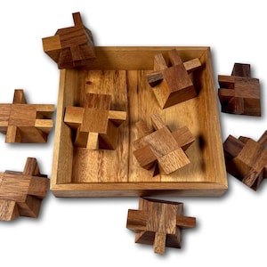Impossible Puzzle Series for Adults - The Ziggurat Square - Difficult Puzzle for Adults - 9 Piece Wooden Brain Teaser - Christmas Gift