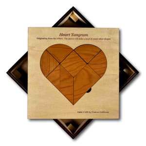 Personalized Mother's Day Gift, Heart Tangram Wood Puzzle, Add a Laser Engraved Heartful Message for and Extra Special Gift for Mom