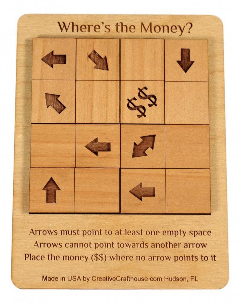 Puzzle Gift - Where's the Money - Wooden Brain Teaser Puzzle