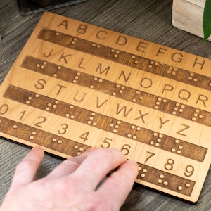 Leren bord braille alfabet en cijfers, braillecadeau, leermiddel, educatief bord, cadeau voor slechtzienden, brailleletters