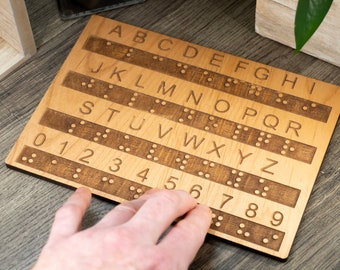 Braille Alphabet And Number Learning Board, Braille Gift, Teaching Tool, Educational Board, Visually Impaired Gift, Braille Letters