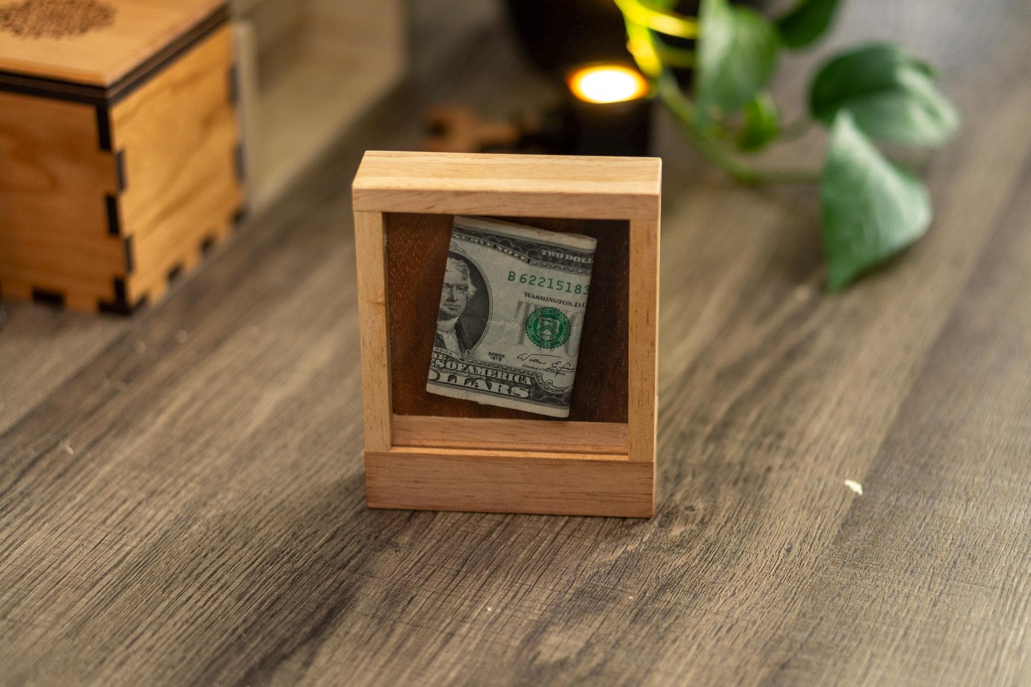 Clear Front Rubberwood Puzzle Box