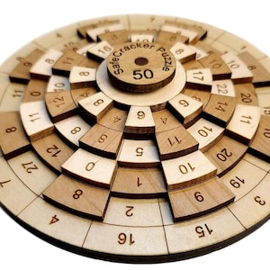 Safecracker 50 Wood Puzzle - A Fun and Challenging Math Brain Teaser for Adults and Teens