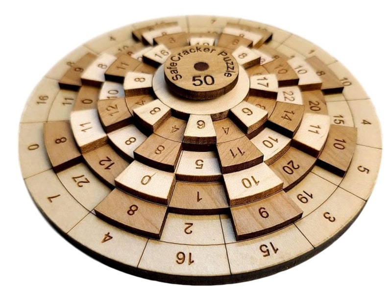 Safecracker 50 Wood Puzzle A Fun and Challenging Math Brain Teaser for Adults and Teens image 1