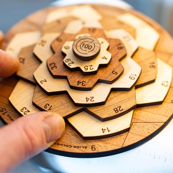 Rompecabezas de madera giratorio Century II, rompecabezas giratorio para el cerebro, rompecabezas matemático de madera, rompecabezas mental, rompecabezas de lógica desafiante, regalo de cumpleaños