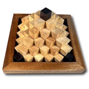 Wood Pyramid Puzzle, The Crazy Pyramid Brain Teaser, Extreme Challenging Puzzle, Very Hard Logic Puzzle, 3D Mental Workout,Puzzle Lover Gift