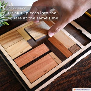 Impossible Wood Puzzle for Adults | 12 Piece Brain Teaser Handmade in Florida | Extremely Hard | The Calibron 12 Puzzle | Games For Adults image 4