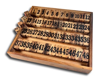 Shut The Box 1-48 Dice Game, Wooden Board Game, Math Learning Game, Math Teaching Gift, Educational Game, Birthday Gift, Family Board Game