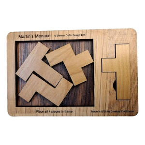 The Impossible Puzzle Series - Martin's Menace 4 Piece Brain Teaser for Adults - Extremely Hard Wooden Puzzle - Stockings Stuffer Under 20