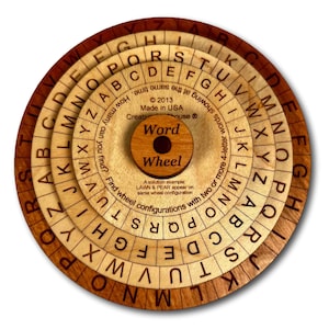 Word Wheel wooden brain teaser puzzle by Creative Crafthouse. Many different challenges to complete and also a great learning tool for all ages. Made in the USA.