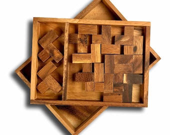 Eleven L's Wooden Fitting Puzzle ~ Challenging Geometric Brain Teaser ~ Deceptively Hard Interlocking Wood Logic Game - STEM Puzzle For Kids