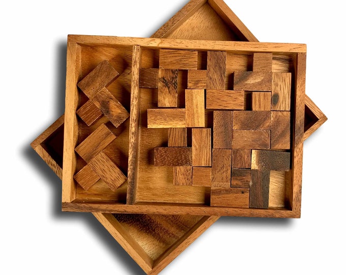 Eleven L's Wood Puzzle - comes unsolved... very challenging wood brain teaser puzzle