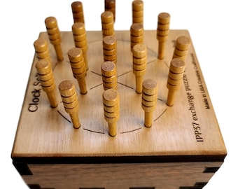 Solitaire Peg Jump Puzzle - Old Puzzle, Handcrafted Wooden Logic Game, 18 Challenge Problems, Mind Game for Adults, Birthday Gift For Him