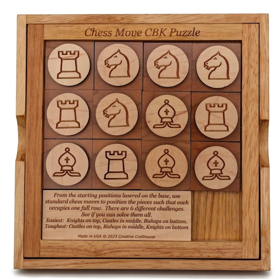 Chess Puzzle, Wooden Brain Teaser, Challenging Puzzle, Fun Chess Puzzle, Engraved Chess Puzzle For Adults, Logic Puzzle, Gift For Him