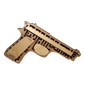 Gun Gifts - Pistol Maze Puzzle Perfect for Gun Lovers - Unique Wood Bullet Maze from Creative Crafthouse - Made in Florida
