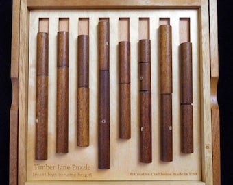 Timber Line Wood Brain Teaser Puzzle – Insert the Logs such that All Trunks are the Same Height