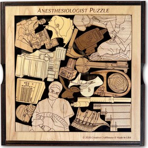 Anesthesiologist Wood Picture Frame Puzzle. Wood cover included. Made and designed by Creative Crafthouse in Hudson, Florida.