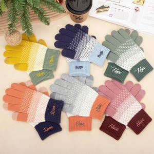 Custom Knitting Gloves,Custom Embroidered Name,Cozy Holiday Gift for Women,Minimal Modern Winter Accessories For Men,Fluffy Hand Warmer