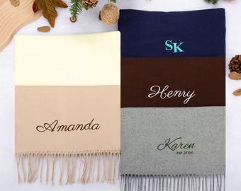 Custom Christmas Scarf,Personalized Winter Scarf with Embroidered Name,Holiday Gift for Her,Christmas Party Accessory,Custom Winter Scarf