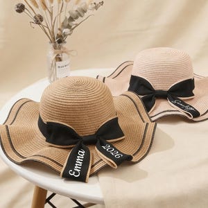 Personalized Straw Sun Hat with Embroidered, Custom Wide Brim Beach Hat, Wedding Party Favor, Bridesmaid Gift, Summer Vacation Hat