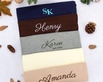 Personalized Winter Scarf,Custom Winter Scarf with Embroidered Name,Holiday Gift for Her,Christmas Party Accessory,Custom Winter Scarf