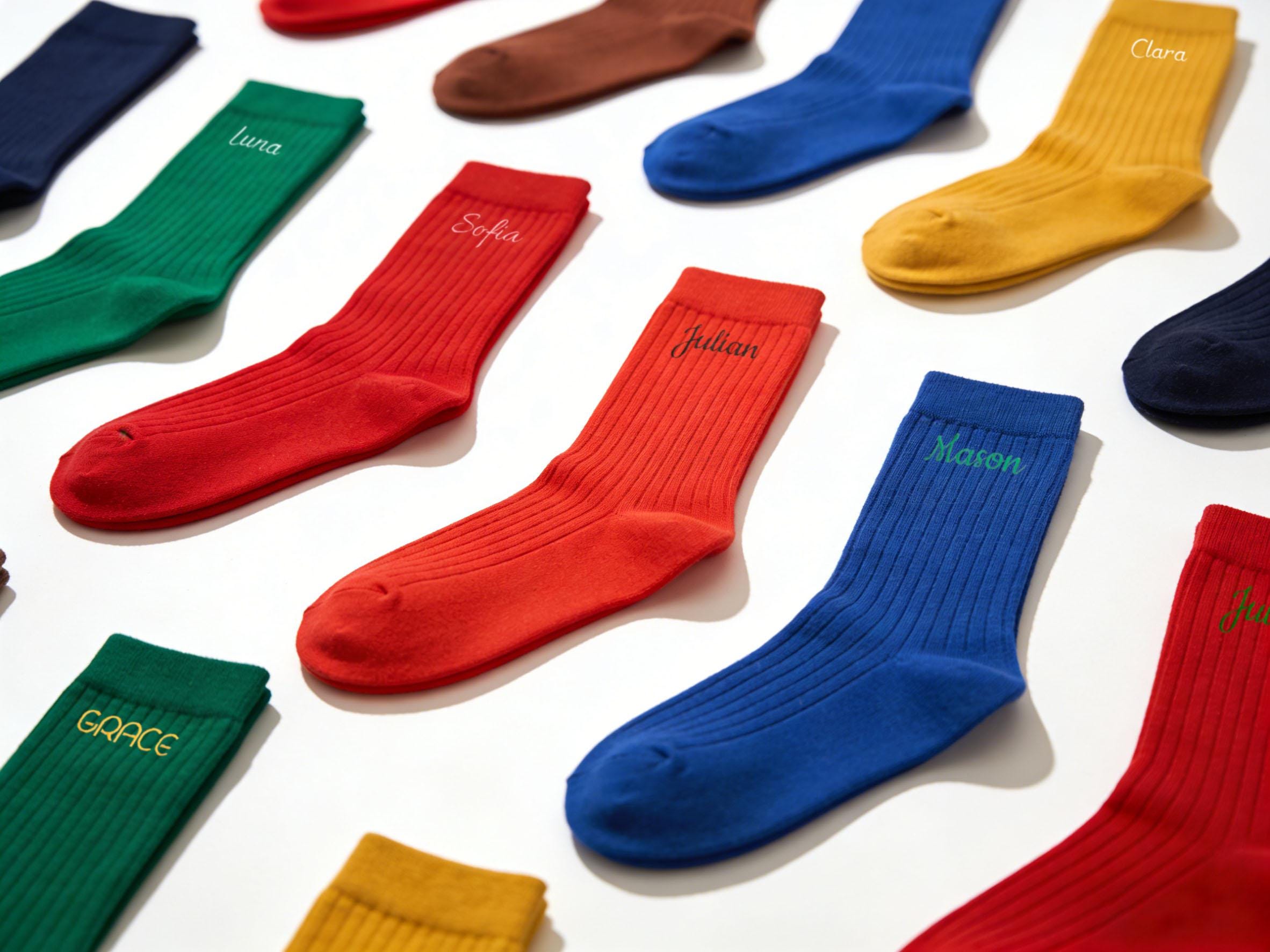 Personalized Name Socks for Adults & Kids, Custom Embroidered Crew Socks, Matching Family Socks, Birthday Gift, Holiday Gift