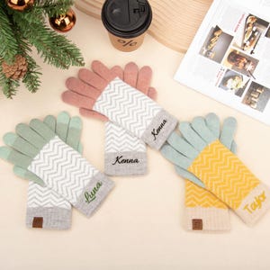 Custom Winter Soft Gloves,Custom Embroidered Name,Cozy Holiday Gift for Women,Minimal Modern Winter Accessories For Men,Fluffy Hand Warmer