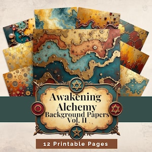 Alchemy Scrapbook Paper Pack | Witchy Gemstone Printable Pages for Art Journals, Papercrafts and Mixed Media Collage | A4 and US Letter