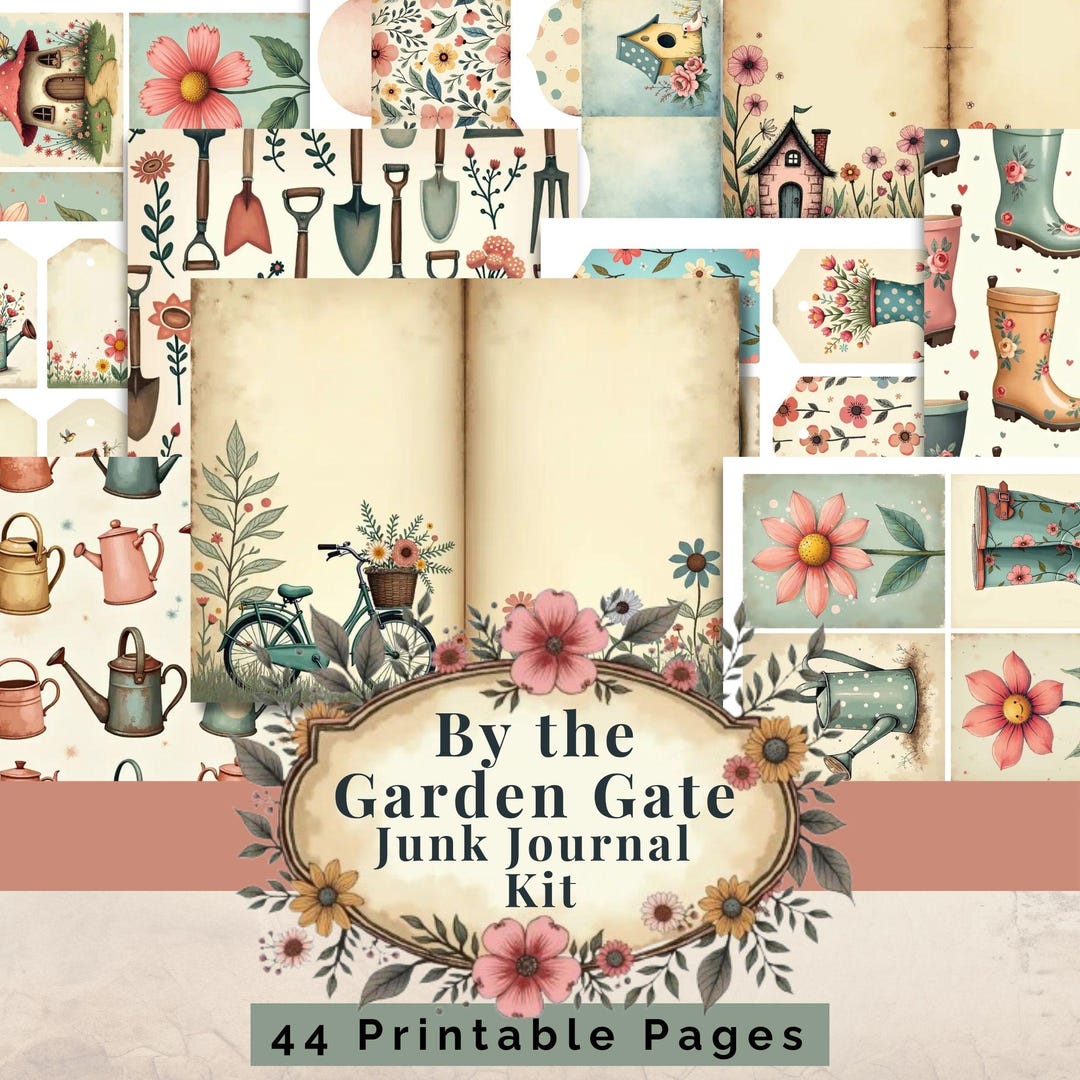 Digital Cottage Garden Pastel Floral Spring Complete Junk Journal Kit ...