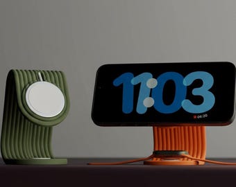 Soporte combinado MagSafe 3 en 1 para iPhone/AirPods/Apple Watch WaveForm, estación de acoplamiento para Apple, soporte minimalista para teléfono, impresión 3D