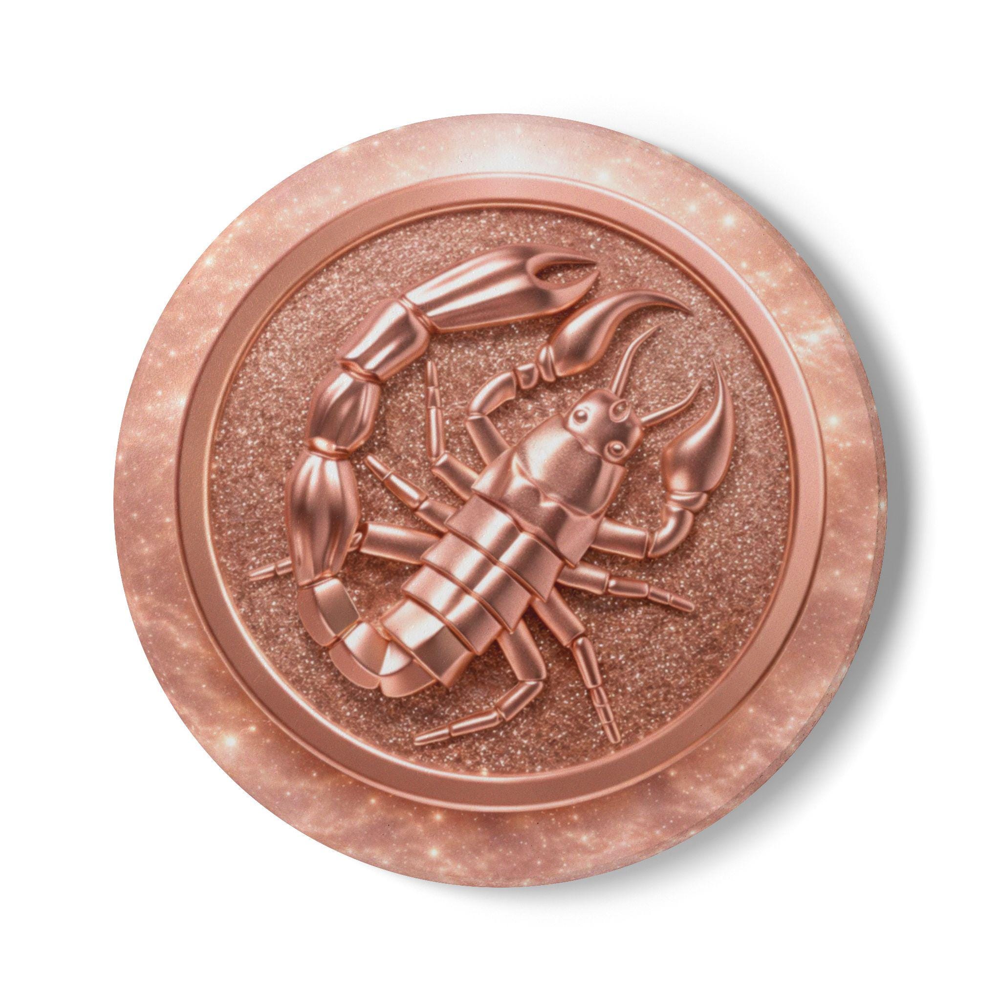 Discover Scorpio Ceramic Coaster | Rose-Gold Zodiac Collection | Astrology Drink Coaster | Water Sign Gift