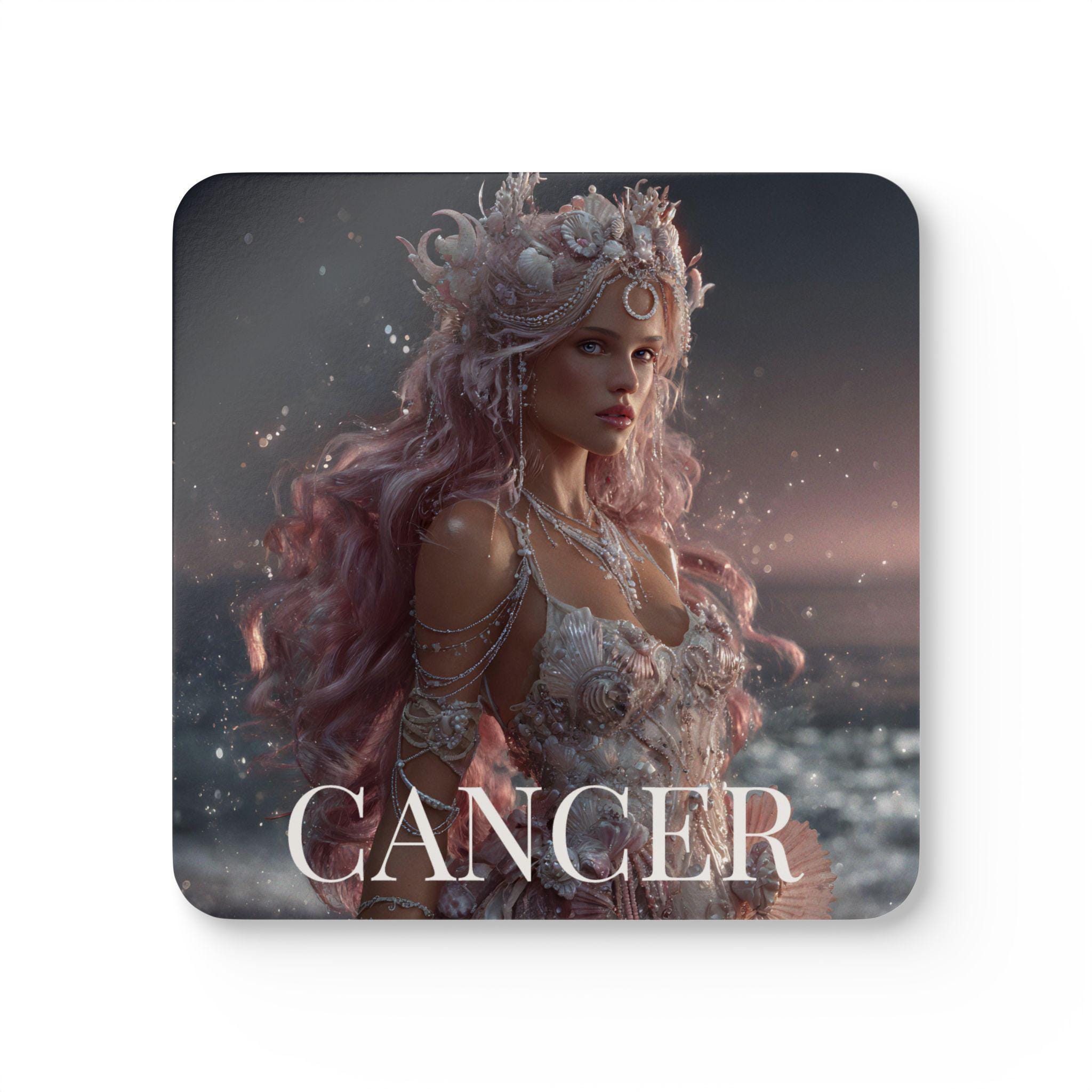 Discover Cancer Zodiac Ceramic Coaster Set - Ocean Goddess Astrology Home Decor