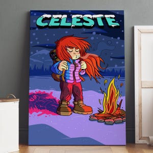 Poster Celeste - oeuvre d&#39;art murale Badeline - décoration de jeu - impression sur toile