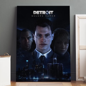 Poster Detroit - oeuvre d&#39;art murale Become Human - décoration de jeu - impression sur toile