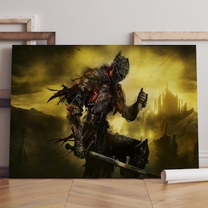 Affiche Dark Souls - oeuvre d&#39;art murale Archthrones - décoration de jeu - impression sur toile