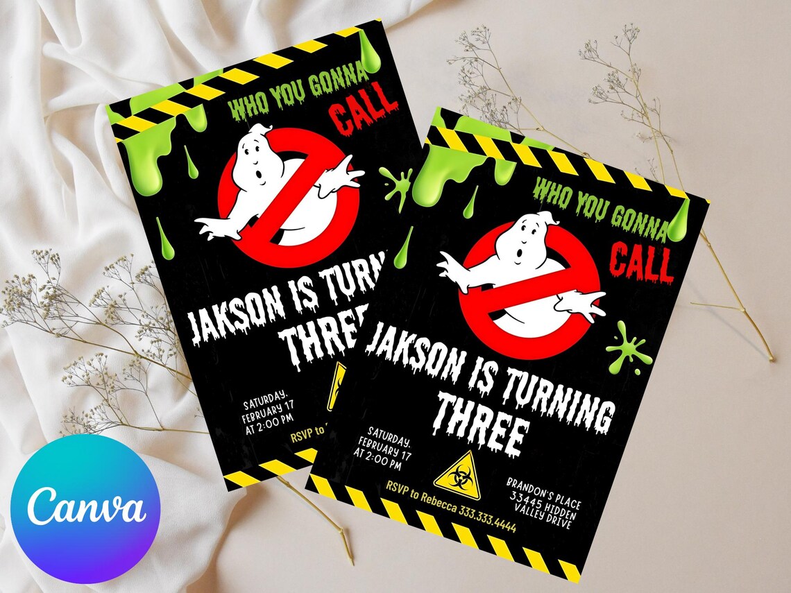 Editable Ghostbusters Birthday Invitation | Printable Ghostbusters ...
