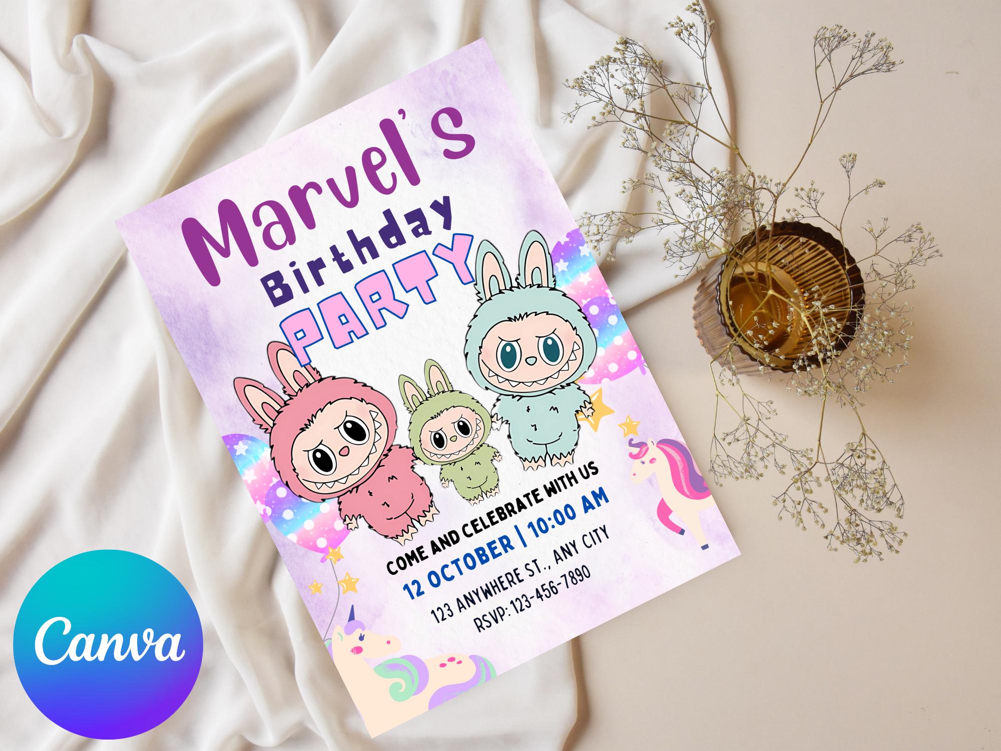 Labubu Invites Labubu Birthday Party Invitation, Labubu Birthday Party, Labubu ...