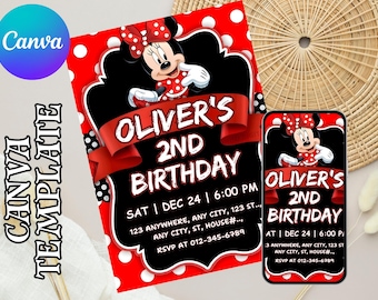 Oh Twodles Invitation, Mickey Birthday Invitation, Mickey Mouse Invitations, Mouse Editable Invitation, Mickey Twodles invite, Canva