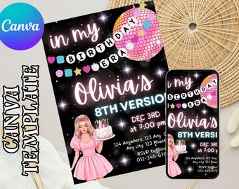 In My Birthday Era Invitation Template, Editable Canva Design Digital Download, Music Party Eras Party Invite Friendship Bracelet Invite