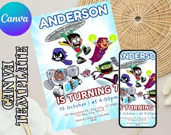 Editable Superheroes Birthday Invitation Template, Spider-Man Iron Man Birthday Invite, Avengers Party Editable Template