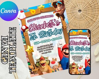 Mario Kart Birthday Boy Invite | Mario Birthday Invitation | Mario Birthday Party Theme Card | Digital Invite | Kids Birthday Invitation 5x7